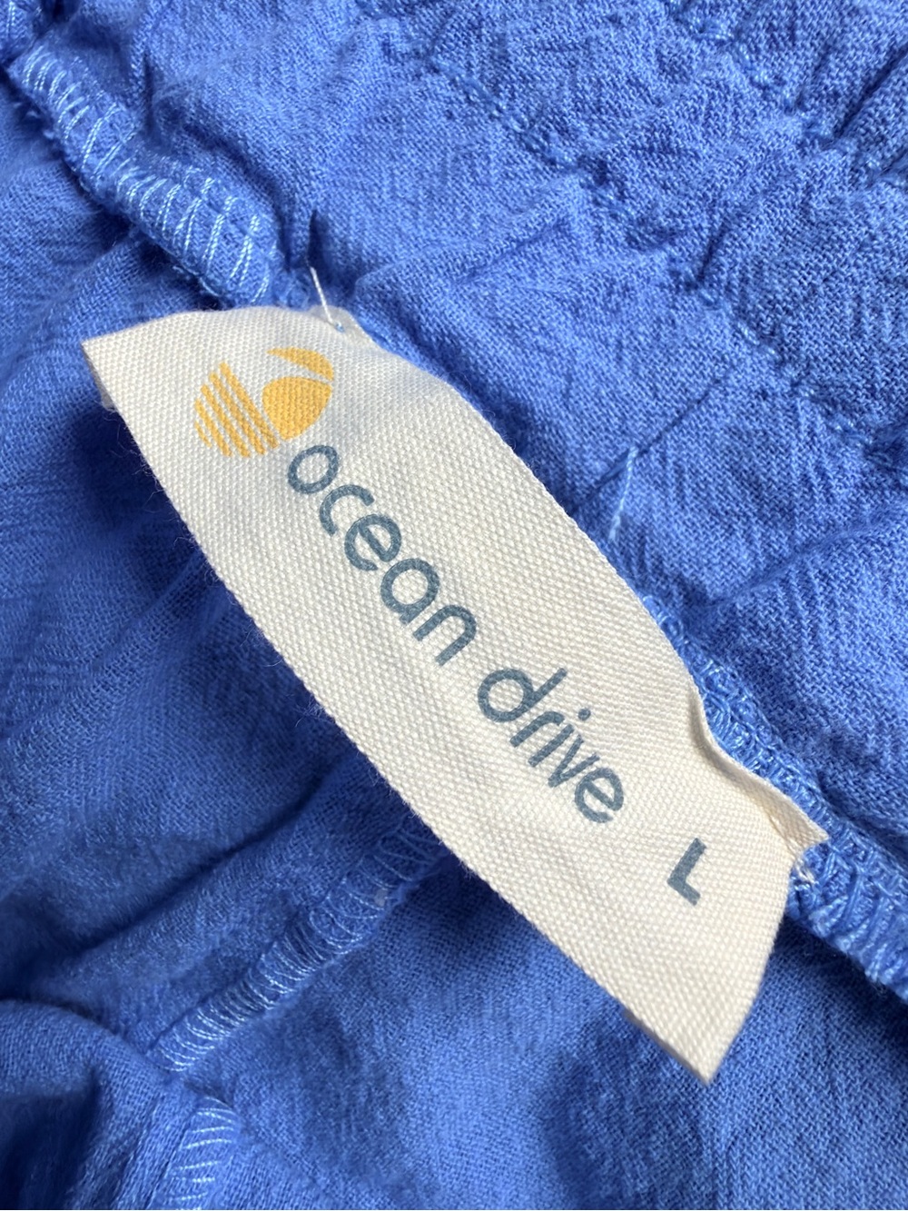 NWT 100% Cotton Ocean Drive Beach Euro Vacation Blue Wide Leg Pants size Large - Picture 5 of 6